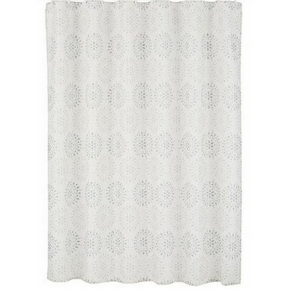 St Nicholas Square Silver Snowflakes Fabric Christmas Shower Curtain Holiday