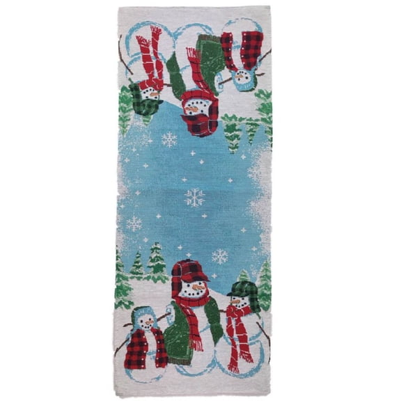 St Nicholas Square Snowman Family Tapestry Table Runner, 13x36 Christmas Dining