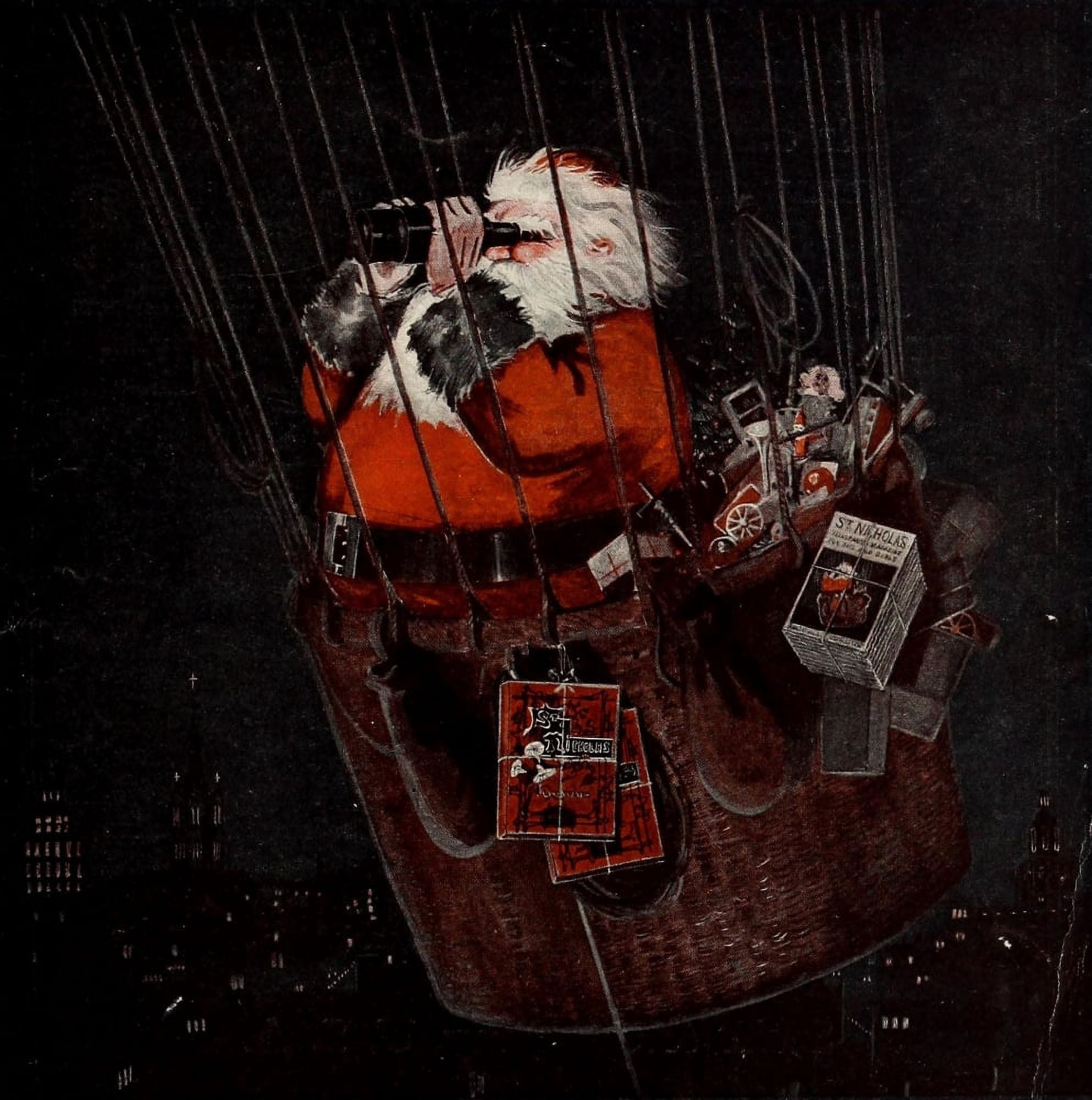 St Nicholas mag Jan 1909 Santa in balloon Canvas Art - Unknown (24 x 36)