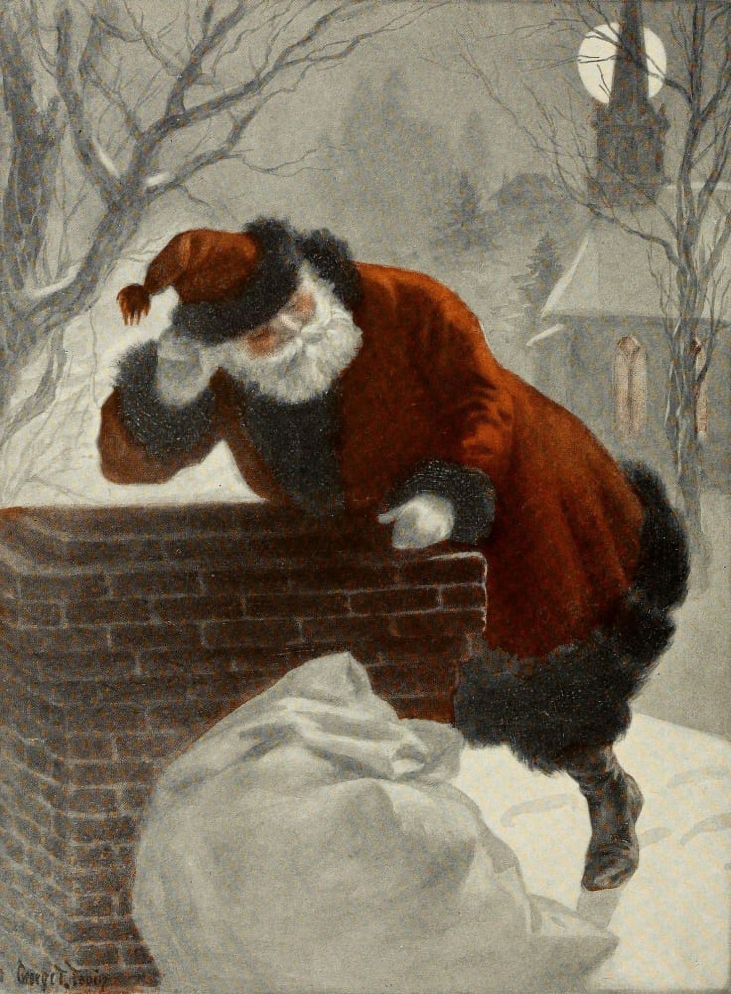 St Nicholas magazine 39 1911 Santa & Chimney Canvas Art - Unknown (24 x 36)
