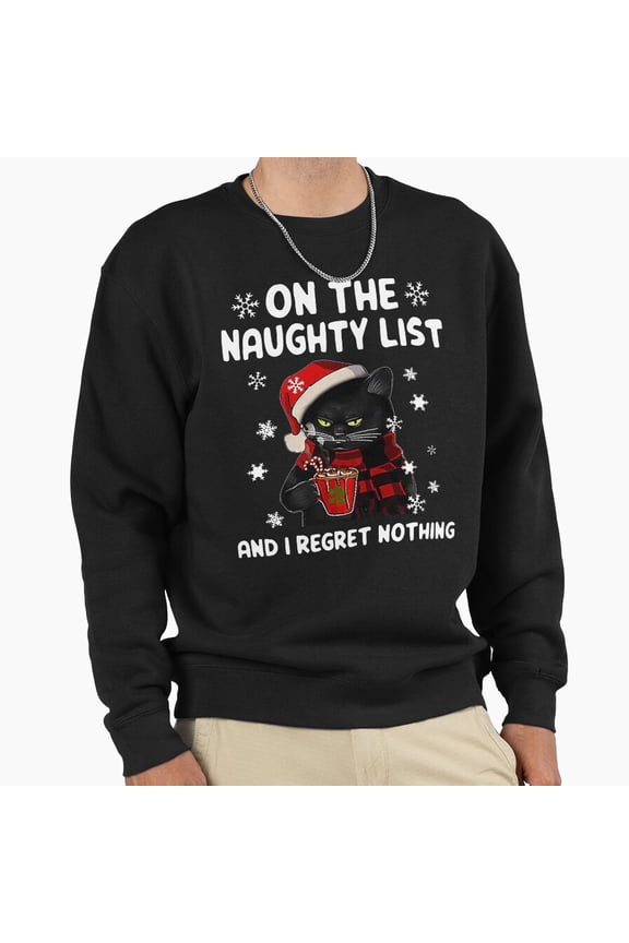 St. Nick Cat Grumpy On The Naughty List Graphic Unisex Sweatshirt Funny Retro 2020 G21497, Up to Size 5XL
