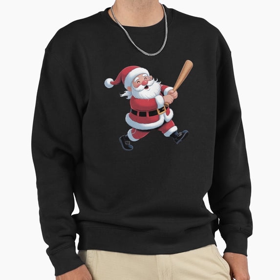 St. Nick Claus Playing Baseball Funny Sports Graphic Unisex Sweatshirt Retro Vintage Aesthetic - Stocking Stuffer G11610, Up to Size 5XL