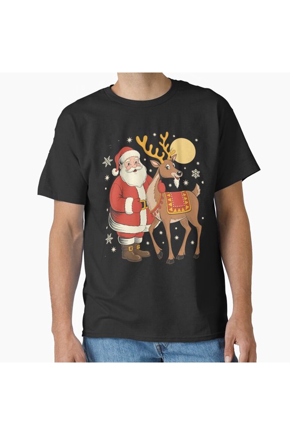 St. Nick Reindeer 1950s Funny Vintage Christmas G8712 Unisex T-Shirt, Up to Size 5XL