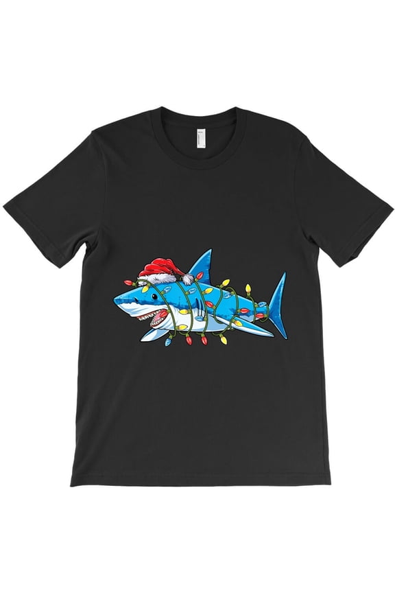 St. Nick Shark Christmas Lights Funny Sharkmas Tree Xmas Boys Men Holiday H44818 Unisex T-Shirt, Up to 5XL Available
