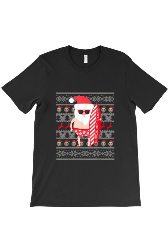 St. Nick Surfing Hawaiian Funny Funny Sweater Christmas Party Holiday Graphic T-Shirt G10815, Up to 5XL
