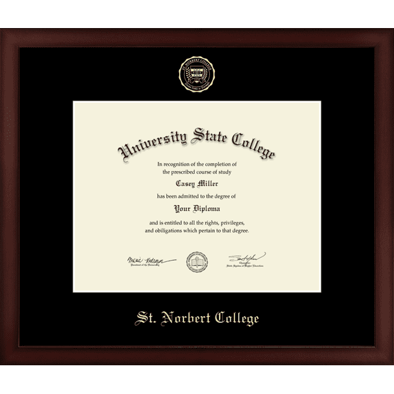 St. Norbert College Diploma Frame, Document Size 11" x 8.5"