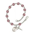 thumbnail image 1 of St. Odilia Silver Plate Rosary Bracelet 6mm February Purple Fire Polished Beads Crucifix Size 5/8 x 1/4 medal charm, 1 of 1