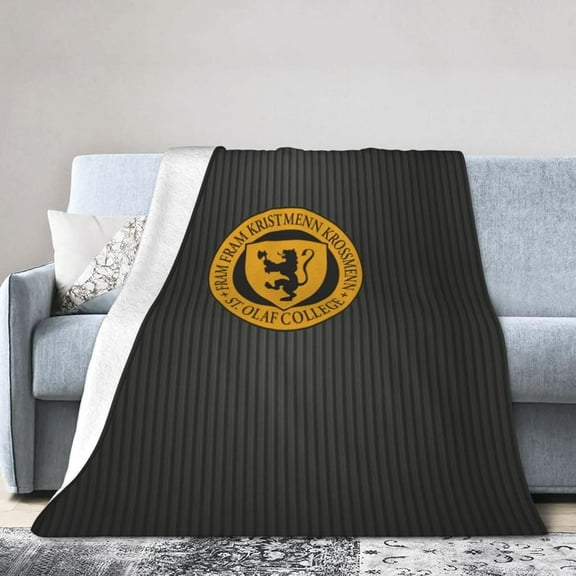 St. Olaf College Logo Fleece Blanket, Very Soft Microfiber Flannel Blanket for Couch Warm and Cozy for All Seasons, Black