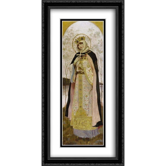 St.Olga 2x Matted 20x40 Large Black Ornate Framed Art Print by Nesterov, Mikhail