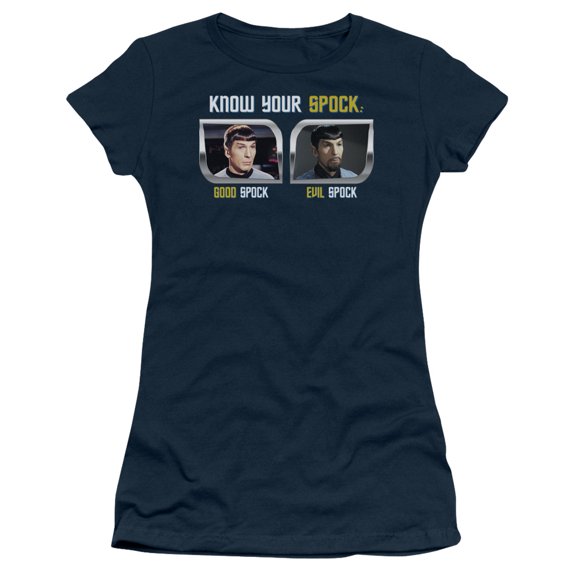 St Original Know Your Spock Junior Women's Sheer T-Shirt Navy