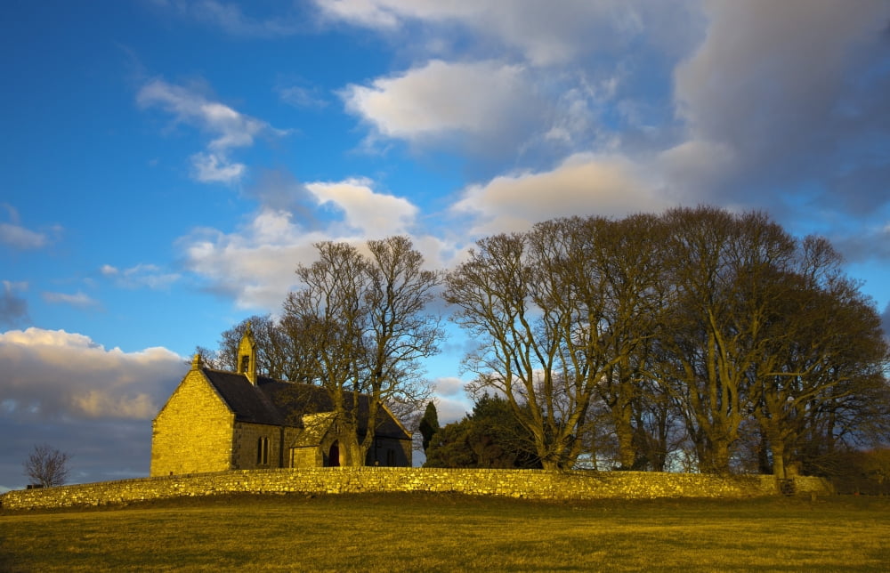 St Oswalds Church Northumberland England Canvas Art - John Short Design Pics (38 x 24)