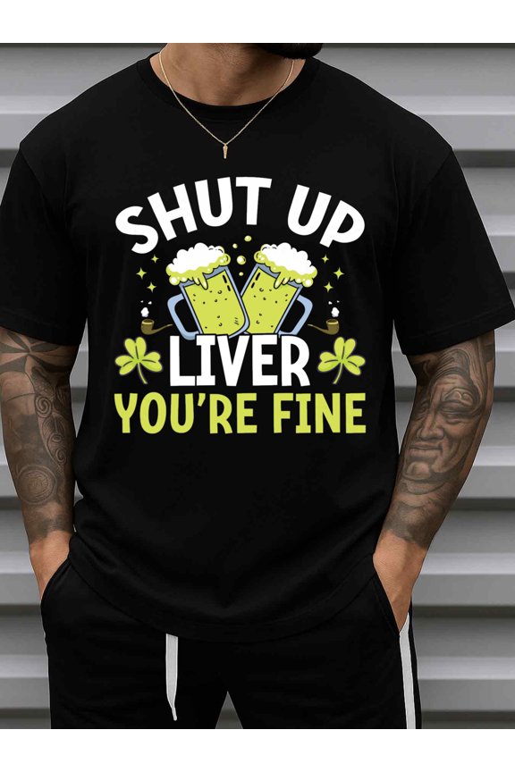 St. Paddy's Cheers Funny Humor T-Shirt | Comfort Colors 180g, Black Printed Tee, Crew Neck Casual Regular Fit, All-Season Top, New Year Gift