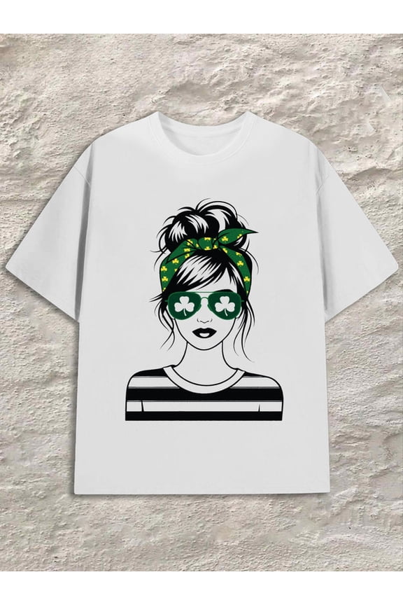 St. Paddy's Chic for men white Casual sportswear Funny Unisex Shirt Printed tshirts Trendy Unisex Shirt Graphic tshirts Retro Unisex Shirt Printed tshirts
