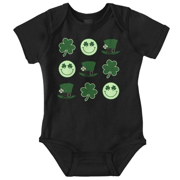 St Paddy's Clover Shamrock Leprechaun Romper Boys or Girls Infant Baby Brisco Brands 6M