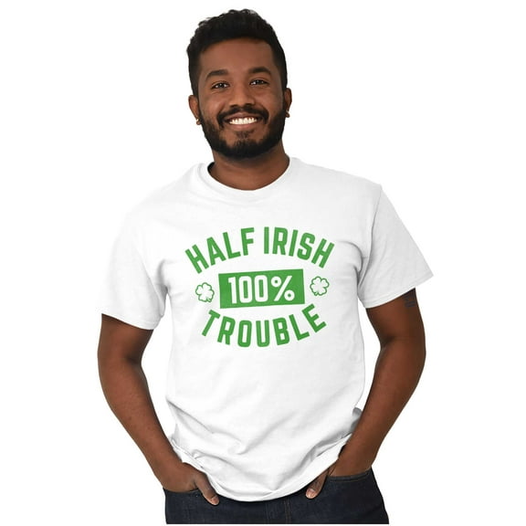St Paddy's Half Irish All Trouble Plus Size Crewneck Graphic Tee Shirt Brisco Brands 2X