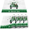 thumbnail image 1 of St Paddy''s Leprechaun Placemats Set of 6 Cotton Linen Place Mats Green Clover Dinner Mat Easy Clean Resistant Holiday Table Decor Machine Washable, 1 of 6