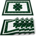 thumbnail image 1 of St. Paddy''s Placemats for Dinning Table Set of 6 Waterproof Geometric Check Table Mats,Cotton Linen Green Clover Place Mats Modern Holiday Table Decor Dinner Mat Resistant Easy Clean Machine Washable, 1 of 6