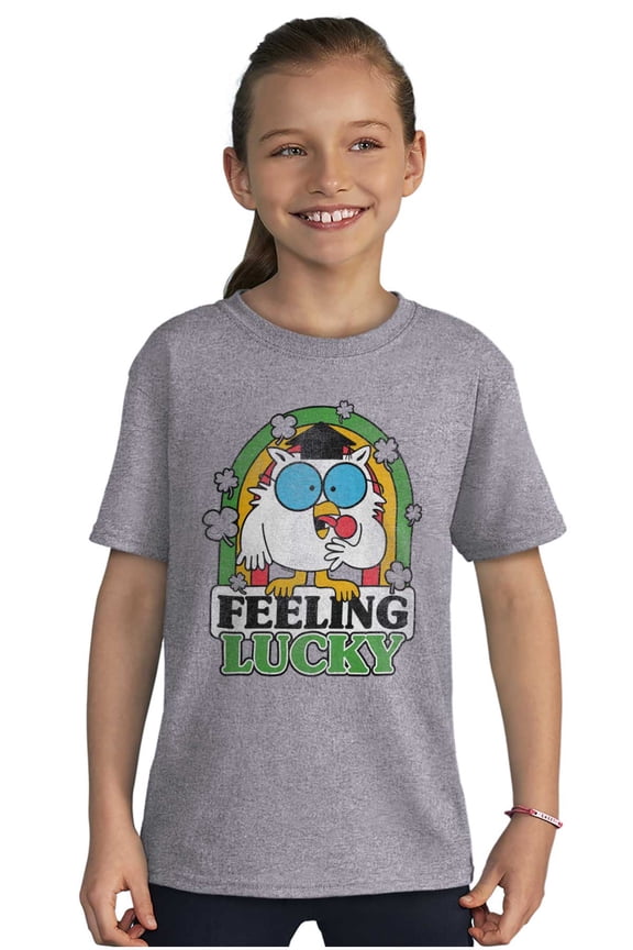 St Paddys Feeling Lucky Tootsie Owl Crewneck T Shirts Boy Girl Teen Brisco Brands S