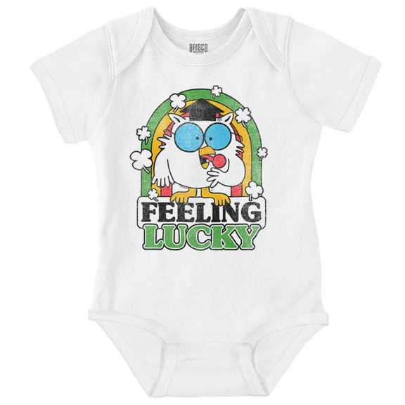 St Paddys Feeling Lucky Tootsie Owl Romper Boys or Girls Infant Baby Brisco Brands 24M