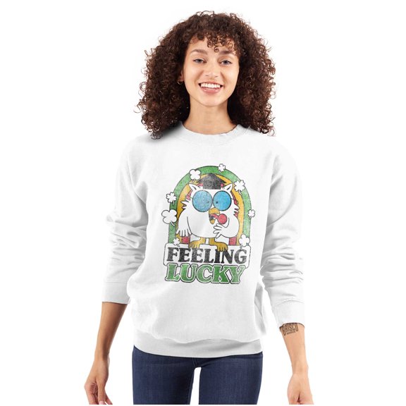 St Paddys Feeling Lucky Tootsie Owl Sweatshirt for Men or Women Brisco Brands S