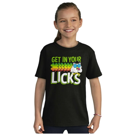 St Paddys Get In Your Licks Candy Owl Crewneck T Shirts Boy Girl Teen Brisco Brands XS