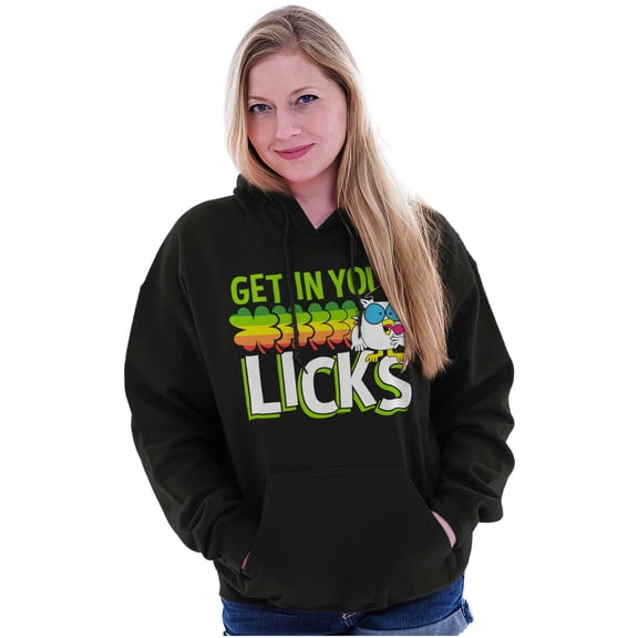 St Paddys Get In Your Licks Candy Owl Hoodie Sweatshirt Women Men Brisco Brands L