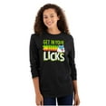 thumbnail image 1 of St Paddys Get In Your Licks Candy Owl Long Sleeve TShirt Men Women Brisco Brands S, 1 of 6