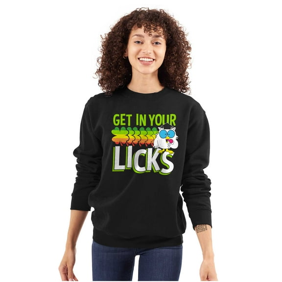 St Paddys Get In Your Licks Candy Owl Sweatshirt for Men or Women Brisco Brands L