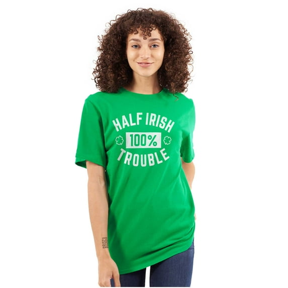 St Paddys Half Irish 100% Trouble Men's Graphic T Shirt Tees Brisco Brands S