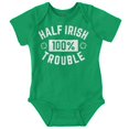 thumbnail image 1 of St Paddys Half Irish 100% Trouble Romper Boys or Girls Infant Baby Brisco Brands 12M, 1 of 6