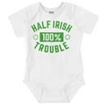 thumbnail image 1 of St Paddys Half Irish 100% Trouble Romper Boys or Girls Infant Baby Brisco Brands 6M, 1 of 6