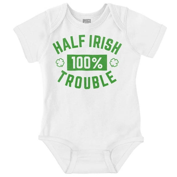 St Paddys Half Irish 100% Trouble Romper Boys or Girls Infant Baby Brisco Brands 6M