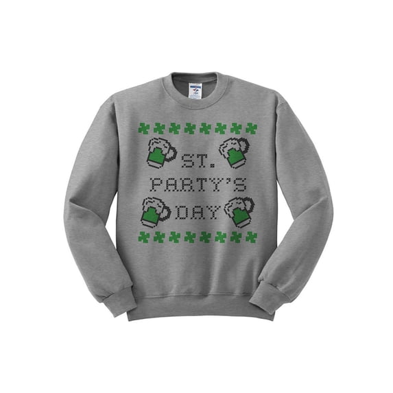 St. Party's Day St. Patrick's Day Sweatshirt Medium Grey
