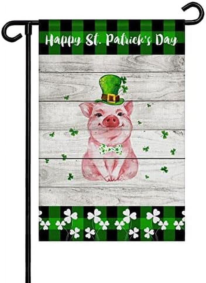 St. Patrick's Day Garden Flags Pig And Shamrock Garden Flag Double ...