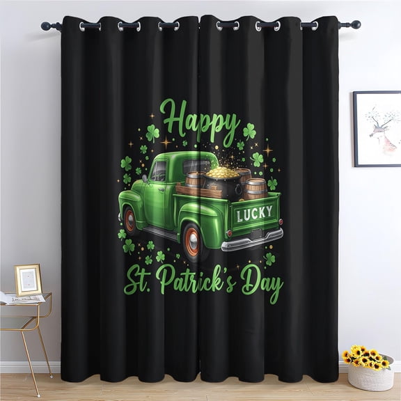 St Patrick Blackout Curtains, Irish Shamrock Window Drapes for Bedroom Living Room Kitchen, Festive Clover Curtains 26"W x 45"L (2 Pack)