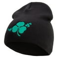 thumbnail image 1 of St.Patrick Day Clovers Logo Embroidered 8 inch Acrylic Short Beanie - Black OSFM, 1 of 5