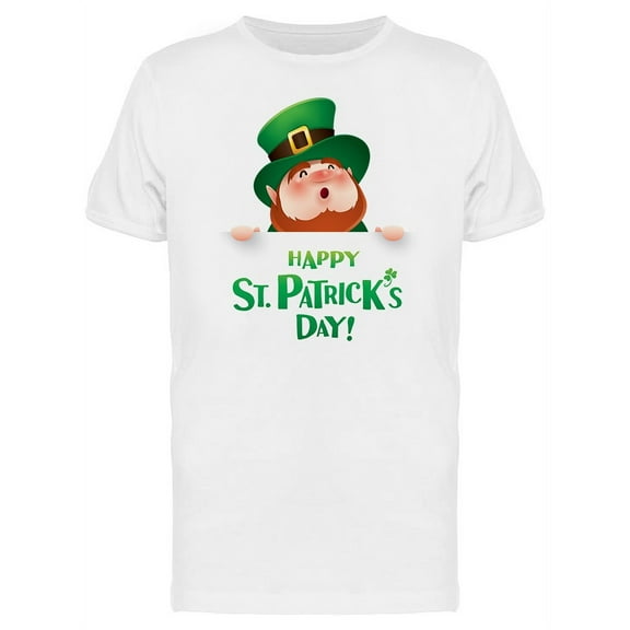 St Patrick Day Happy Leprechaun T-Shirt Men -Image by Shutterstock, Male Medium
