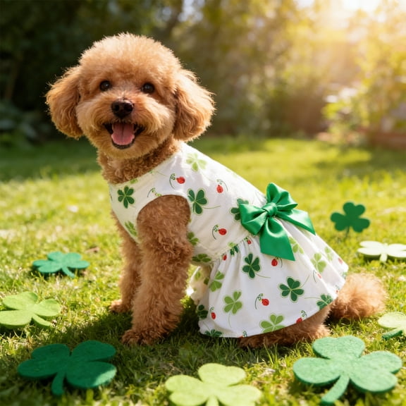 St Patrick Day Pet Dress Dog Cat Holiday Outfit for Parties Celebrations and Photo Shoots S M L Sizes