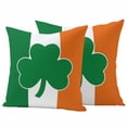 thumbnail image 1 of St Patrick Day Pillow Covers 2 Pack Vintage Green White Orange Irish Flag Green Shamrock Pillowcase Waterproof Outdoor Throw Pillow Cover for Patio Garden Square Cushion 20”x20”, 1 of 9