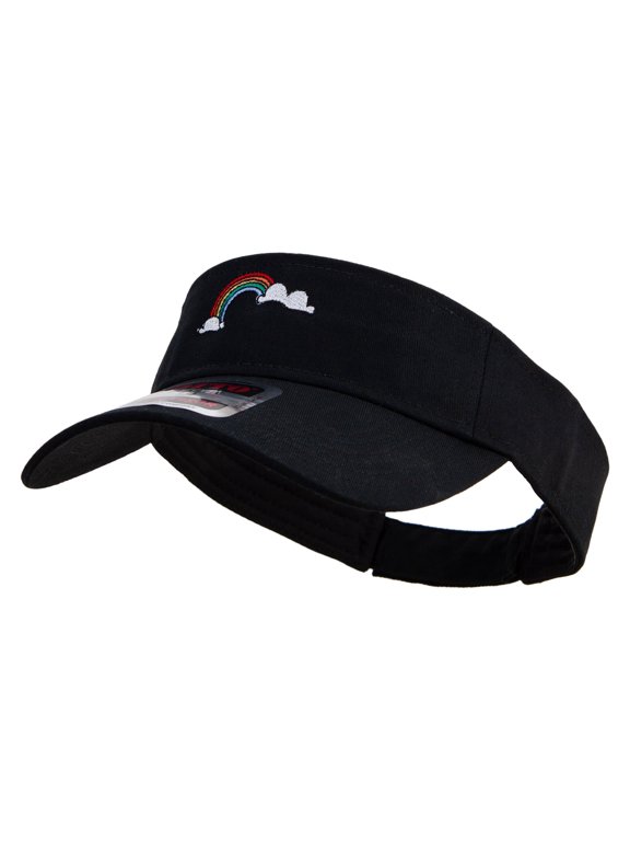 St. Patrick Day Rainbow Embroidered Cotton Twill Sun Visor - Black OSFM