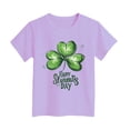 thumbnail image 1 of St Patrick Day Shirt Girls Round Neck Short Sleeve Active Shamrock Four Leaf Clover Sports T-Shirt Kids Summer Clothing 5-6 Years, 1 of 4