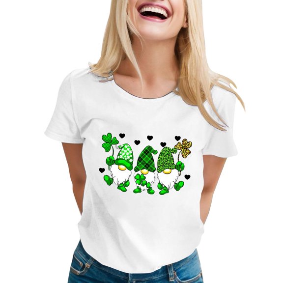 St Patrick Day Shirts Shamrock Graphic St. Patrick's Day T Shirts Stylish Funny Short Sleeve Blouse Women Shirts for Teen Women