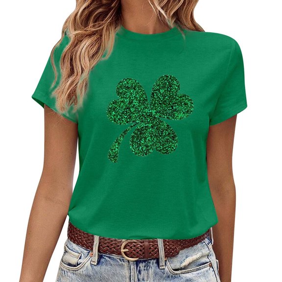 St Patrick Day Shirts Shamrock Graphic Tee Irish St. Patrick's Day T Shirts Festive Design Green Short Sleeve Tops Womens Festive Tops