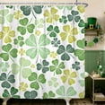 thumbnail image 1 of St Patrick Day Shower Curtain,Green and Yellow Clover Shamrock Waterproof Fabric Bathroom Curtain with Hooks,72x72 in, 1 of 5