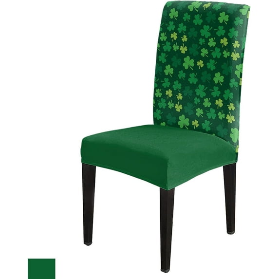 St Patrick Dining Room Chair Covers Stretch Parsons Chair Slipcovers Set of 6 Lucky Shamrocks Green Removable Seat Chair Cover Protector for Kitchen/Hotel/Wedding