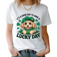 thumbnail image 1 of St. Patrick Dog Print Short Sleeve T-Shirt For Women 1 Pcs Gildan Plain T-Shirt 100% Heavy Cotton - Comfortable Crew Neck, Soft Tees Casual Tops, 1 of 6