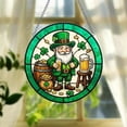 thumbnail image 1 of St Patrick Gnome Glass Window Hanging, Lucky Shamrock Gnome Suncatcher, Irish Holiday Decor, 7.9 in, 1 of 3