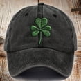 thumbnail image 1 of St. Patrick Hat St. Patrick Caps St. Patrick Merch St. Patrick Stuff Clover Hat Unisex St. Patrick's Day Shamrock Graphic Vintage Hat Casual Baseball Cap, Black, 1 of 3