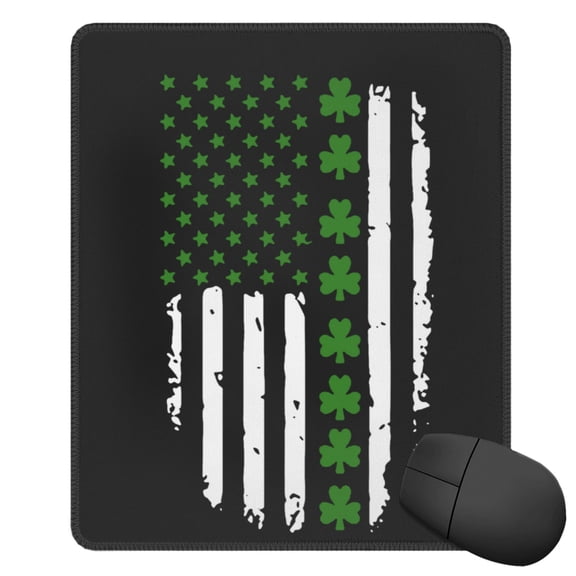 St. Patrick'S Day Big Irish America Flag Square Mousepad Non Slip Rubber Base Mouse Mat For Office Laptop 11.8"X9.8" Inch