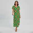thumbnail image 1 of St. Patrick'S Day Buffalo Pattern Printed Short Sleeve Maxi Dress, Irish St. Patrick'S Day Fashion Summer Maxi Dress For Women, 1 of 4